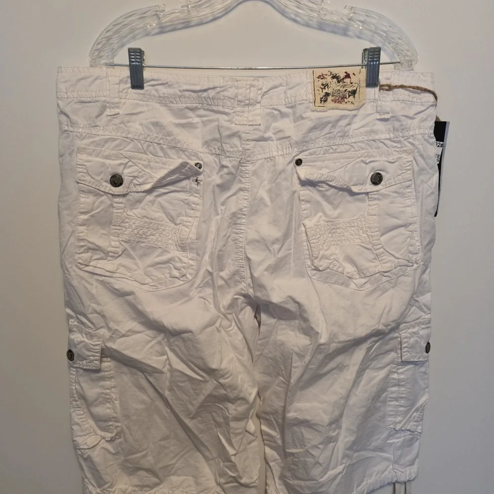 Vintage Stone Touch Cargo Shorts Skater Baggy Combat White Grunge Long 38 NWT